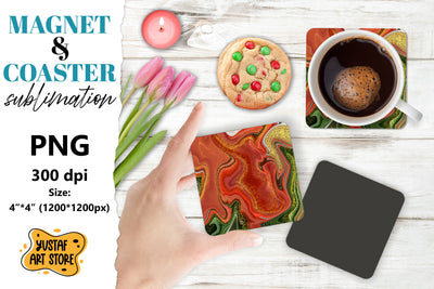 Abstract paint magnet/coaster sublimation. Fluid art Sublimation Yustaf Art Store 