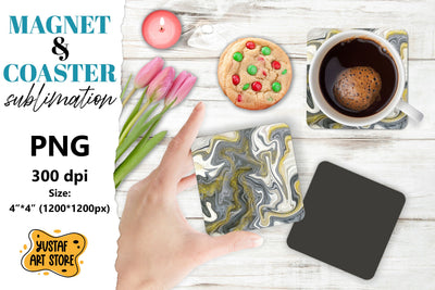 Abstract paint magnet/coaster sublimation. Fluid art Sublimation Yustaf Art Store 