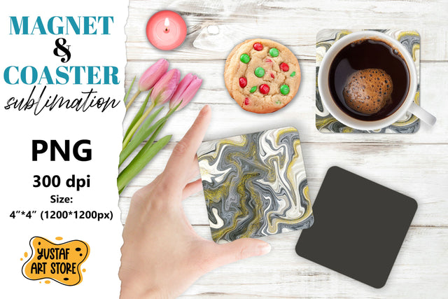 Abstract paint magnet/coaster sublimation. Fluid art Sublimation Yustaf Art Store 