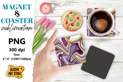 Abstract paint magnet/coaster sublimation. Fluid art Sublimation Yustaf Art Store 
