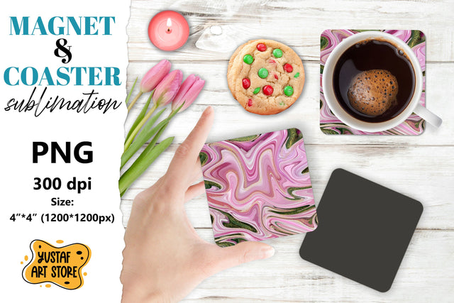 Abstract paint magnet/coaster sublimation. Fluid art Sublimation Yustaf Art Store 