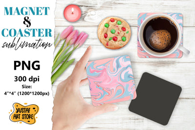 Abstract paint magnet/coaster sublimation. Fluid art Sublimation Yustaf Art Store 