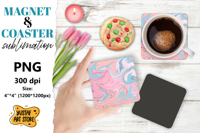 Abstract paint magnet/coaster sublimation. Fluid art Sublimation Yustaf Art Store 