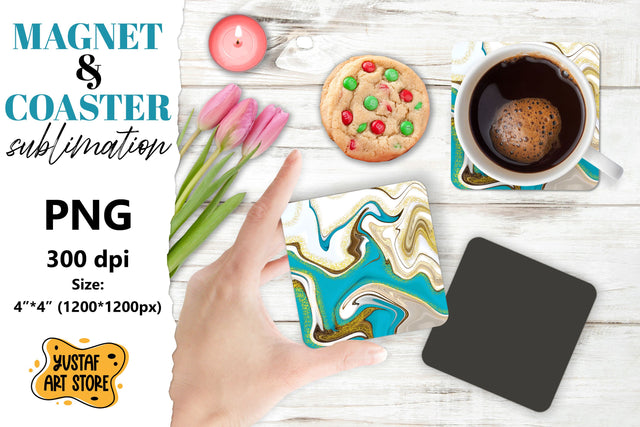 Abstract paint magnet/coaster sublimation. Fluid art Sublimation Yustaf Art Store 