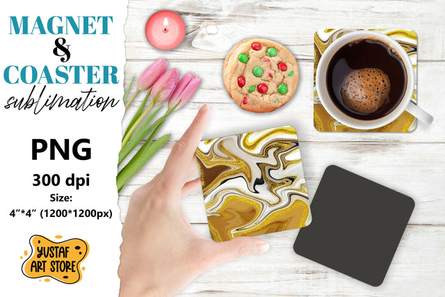 Abstract paint magnet/coaster sublimation. Fluid art Sublimation Yustaf Art Store 