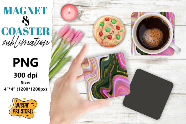 Abstract paint magnet/coaster sublimation. Fluid art Sublimation Yustaf Art Store 