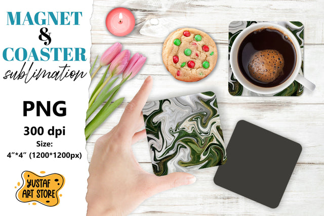 Abstract paint magnet/coaster sublimation. Fluid art Sublimation Yustaf Art Store 