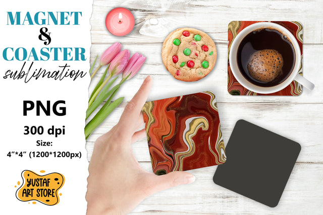 Abstract paint magnet/coaster sublimation. Fluid art Sublimation Yustaf Art Store 