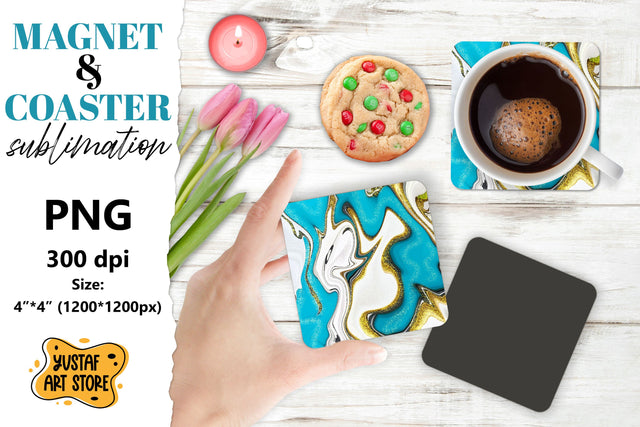 Abstract paint magnet/coaster sublimation. Fluid art Sublimation Yustaf Art Store 