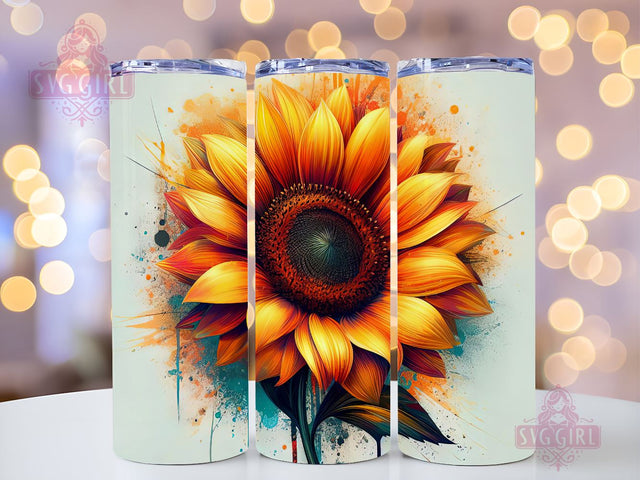 Abstract Paint Sunflower 20oz Tumbler Wrap Sublimation Design, Straight Tapered Tumbler Wrap, Sunflower Tumbler Png, Instant Digital Download Sublimation SvggirlplusArt 