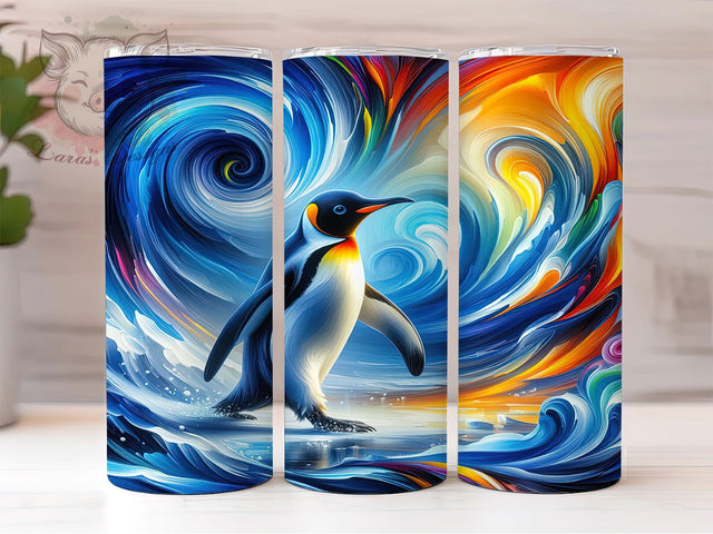 Abstract Penguin Art Tumbler, Abstract Animal Design, Modern Wildlife, Artistic Penguin, Tumbler Wrap, Sublimation Design, 20oz Tumbler, Contemporary Artwork Sublimation Lara' s Designs 