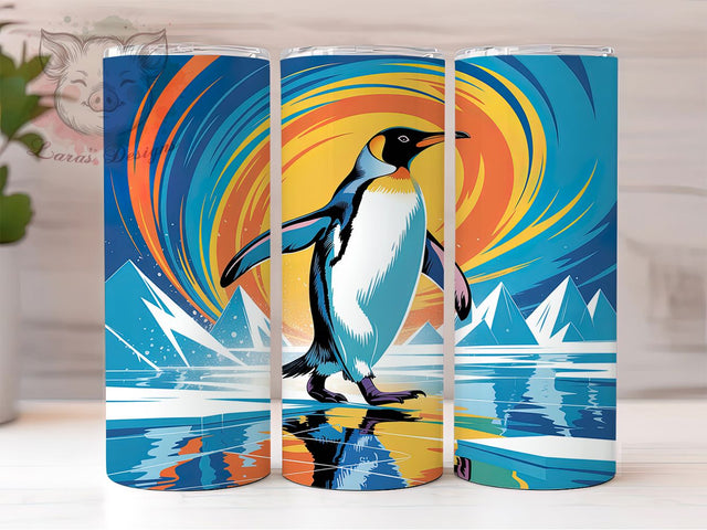 Abstract Penguin Art Tumbler, Abstract Animal Design, Modern Wildlife, Artistic Penguin, Tumbler Wrap, Sublimation Design, 20oz Tumbler, Contemporary Artwork Sublimation Lara' s Designs 