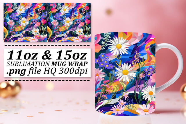 Abstract Petal Mug Wrap Sublimation afrosvg 
