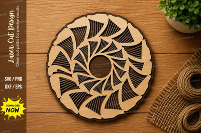 Abstract Piano Mandala SVG | Musical Round Laser Cut Design | Glowforge CNC DXF PNG EPS SVG Regulrcrative 