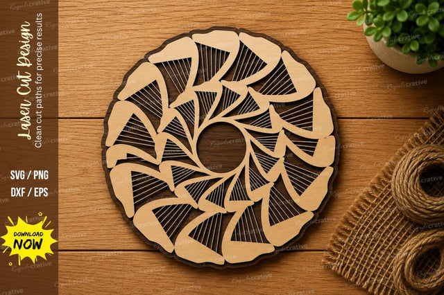 Abstract Piano Mandala SVG | Musical Round Laser Cut Design | Glowforge CNC DXF PNG EPS SVG Regulrcrative 