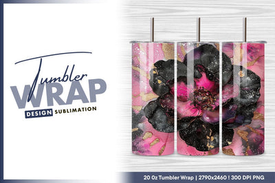 Abstract pink and black floral illustration Sublimation Regulrcrative 