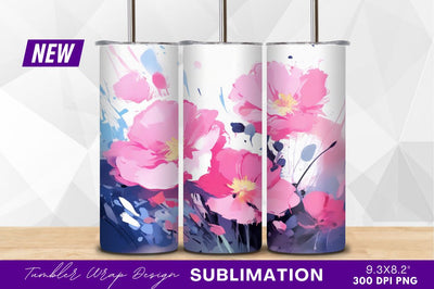 Abstract pink flower blossom painting tumbler png Sublimation Regulrcrative 