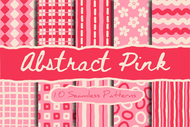 Abstract Pink Seamless Patterns & Digital Papers Digital Pattern Rin Green 