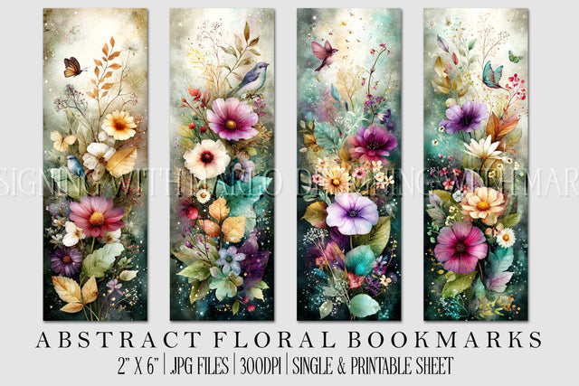 Abstract Pretty Floral Bookmarks, Printable Bookmarks, Gift for Book Reader, Gift for Mom, s11 Sublimation Designing with Marlo 
