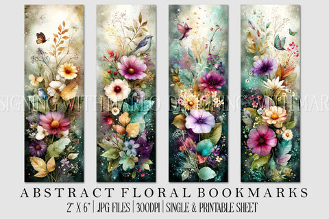 Abstract Pretty Floral Bookmarks, Printable Bookmarks, Gift for Book Reader, Gift for Mom, s11 Sublimation Designing with Marlo 