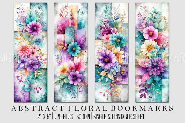 Abstract Pretty Floral Bookmarks, Printable Bookmarks, Gift for Book Reader, Gift for Mom, s12 Sublimation Designing with Marlo 