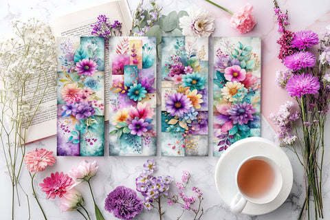 Abstract Pretty Floral Bookmarks, Printable Bookmarks, Gift for Book Reader, Gift for Mom, s12 Sublimation Designing with Marlo 