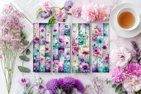Abstract Pretty Floral Bookmarks, Printable Bookmarks, Gift for Book Reader, Gift for Mom, s13 Sublimation Designing with Marlo 
