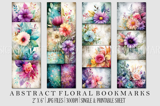 Abstract Pretty Floral Bookmarks, Printable Bookmarks, Gift for Book Reader, Gift for Mom, s14 Sublimation Designing with Marlo 