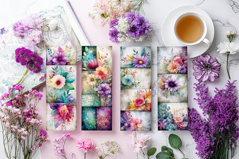 Abstract Pretty Floral Bookmarks, Printable Bookmarks, Gift for Book Reader, Gift for Mom, s14 Sublimation Designing with Marlo 