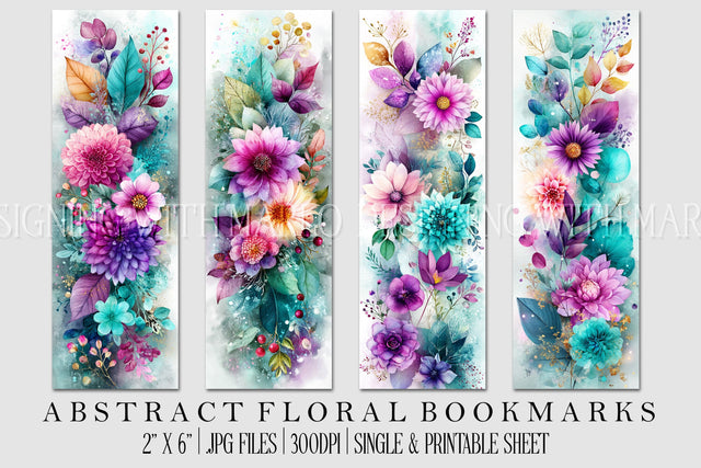 Abstract Pretty Floral Bookmarks, Printable Bookmarks, Gift for Book Reader, Gift for Mom, s15 Sublimation Designing with Marlo 