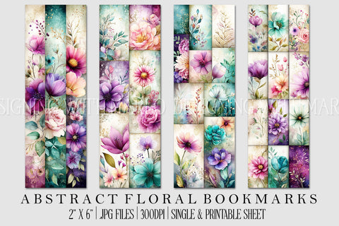 Abstract Pretty Floral Bookmarks, Printable Bookmarks, Gift for Book Reader, Gift for Mom, s16 Sublimation Designing with Marlo 