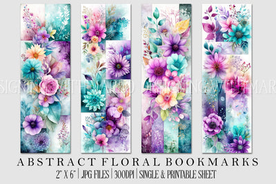 Abstract Pretty Floral Bookmarks, Printable Bookmarks, Gift for Book Reader, Gift for Mom, s17 Sublimation Designing with Marlo 