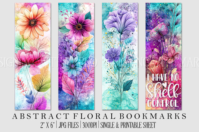 Abstract Pretty Floral Bookmarks, Printable Bookmarks, Gift for Book Reader, Gift for Mom, s2 Sublimation Designing with Marlo 