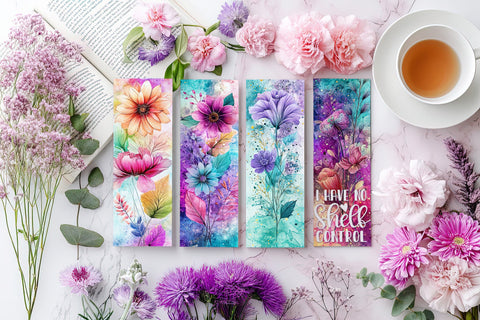 Abstract Pretty Floral Bookmarks, Printable Bookmarks, Gift for Book Reader, Gift for Mom, s2 Sublimation Designing with Marlo 