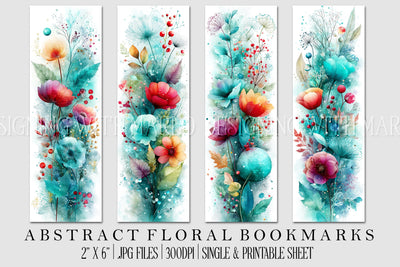 Abstract Pretty Floral Bookmarks, Printable Bookmarks, Gift for Book Reader, Gift for Mom, s3 Sublimation Designing with Marlo 