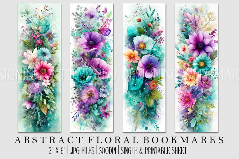 Abstract Pretty Floral Bookmarks, Printable Bookmarks, Gift for Book Reader, Gift for Mom, s4 Sublimation Designing with Marlo 