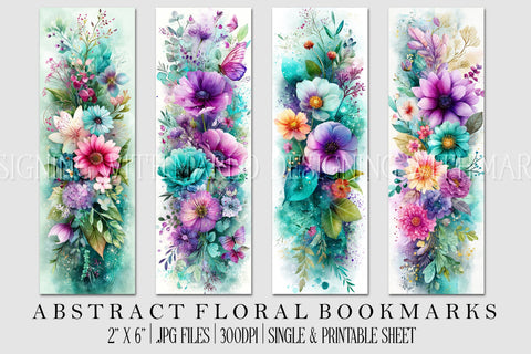 Abstract Pretty Floral Bookmarks, Printable Bookmarks, Gift for Book Reader, Gift for Mom, s4 Sublimation Designing with Marlo 
