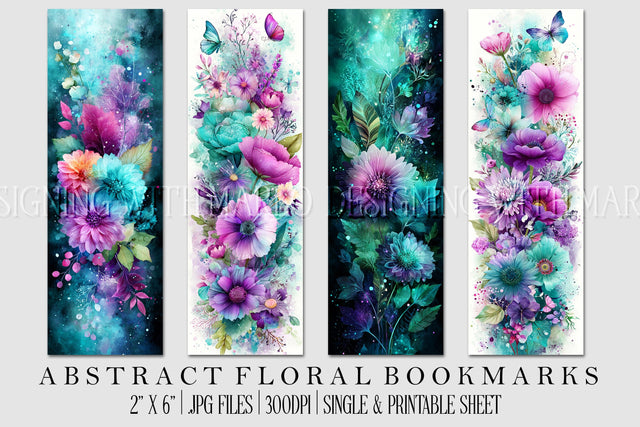 Abstract Pretty Floral Bookmarks, Printable Bookmarks, Gift for Book Reader, Gift for Mom, s5 Sublimation Designing with Marlo 