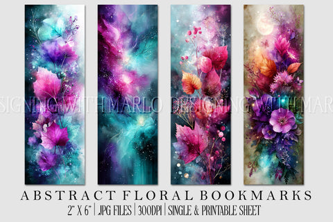 Abstract Pretty Floral Bookmarks, Printable Bookmarks, Gift for Book Reader, Gift for Mom, s7 Sublimation Designing with Marlo 