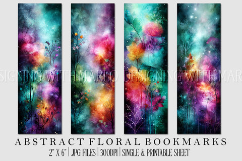 Abstract Pretty Floral Bookmarks, Printable Bookmarks, Gift for Book Reader, Gift for Mom, s9 Sublimation Designing with Marlo 