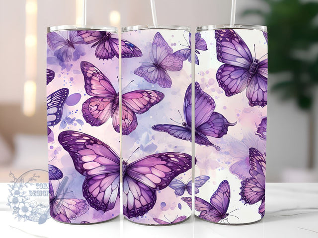 Abstract Purple Butterfly Tumbler PNG, Butterfly Floral 20oz Skinny Tumbler PNG, Sublimation Design Download, Butterfly Skinny Tumbler PNG Sublimation ToriDesigns 