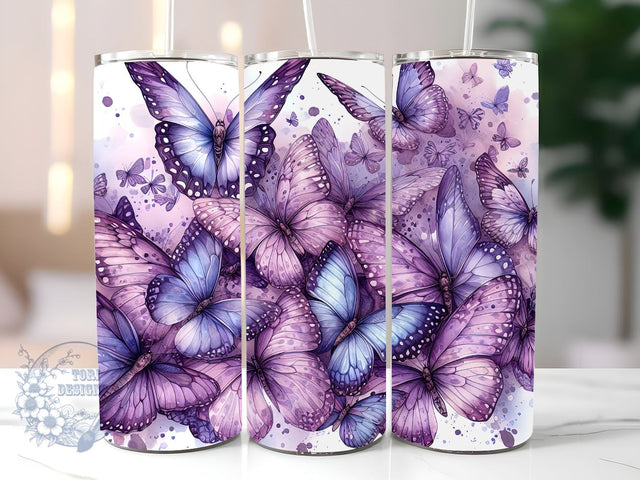Abstract Purple Butterfly Tumbler PNG, Butterfly Floral 20oz Skinny Tumbler PNG, Sublimation Design Download, Butterfly Skinny Tumbler PNG Sublimation ToriDesigns 