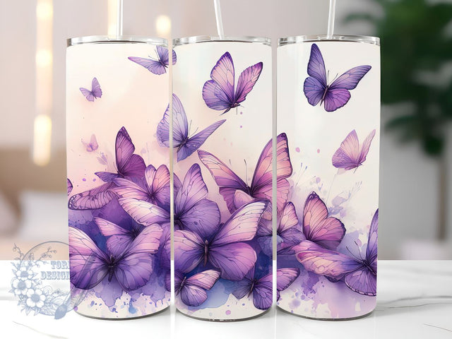 Abstract Purple Butterfly Tumbler PNG, Butterfly Floral 20oz Skinny Tumbler PNG, Sublimation Design Download, Butterfly Skinny Tumbler PNG Sublimation ToriDesigns 