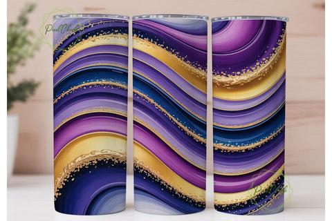 Abstract Purple Gold Glitter Tumbler Sublimation PixelChick 