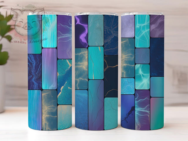 Abstract Purple Teal Blue Marble Tumbler, Purple Teal Blue Cup Wrap, 20Oz Sublimation Design, Brick Pattern Drinkware, Colorful Marble Tumbler, Modern Abstract Mug, Vibrant Stone Cup Sublimation Lara' s Designs 