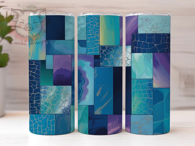 Abstract Purple Teal Blue Marble Tumbler, Purple Teal Blue Cup Wrap, 20Oz Sublimation Design, Brick Pattern Drinkware, Colorful Marble Tumbler, Modern Abstract Mug, Vibrant Stone Cup Sublimation Lara' s Designs 