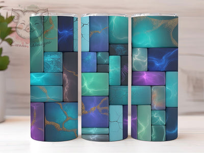 Abstract Purple Teal Blue Marble Tumbler, Purple Teal Blue Cup Wrap, 20Oz Sublimation Design, Brick Pattern Drinkware, Colorful Marble Tumbler, Modern Abstract Mug, Vibrant Stone Cup Sublimation Lara' s Designs 