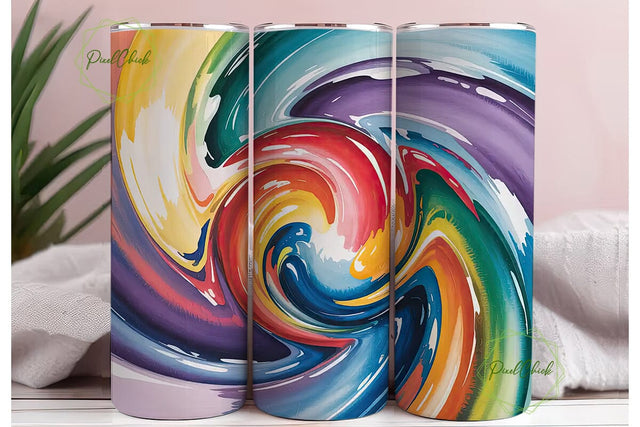 Abstract Rainbow 20oz Tumbler Wrap Sublimation PixelChick 