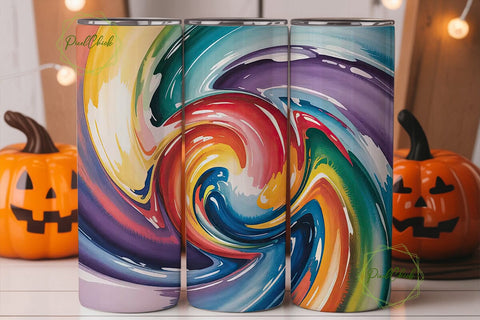 Abstract Rainbow 20oz Tumbler Wrap Sublimation PixelChick 