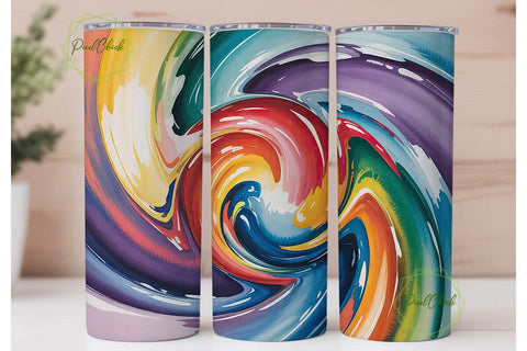 Abstract Rainbow 20oz Tumbler Wrap Sublimation PixelChick 
